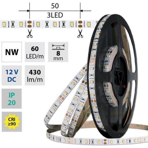 LED pásek McLED 12V neutrální bílá CRI90 š=8mm IP20 4