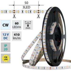 LED pásek McLED 12V studená bílá CRI90 š=8mm IP20 4