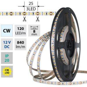 LED pásek McLED 12V studená bílá CRI90 š=8mm IP20 9