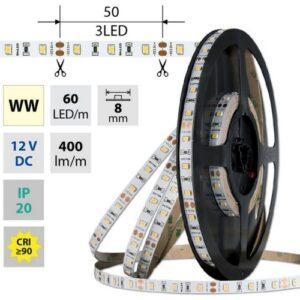 LED pásek McLED 12V teplá bílá CRI90 š=8mm IP20 4