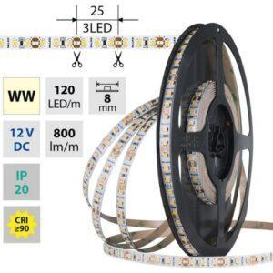 LED pásek McLED 12V teplá bílá CRI90 š=8mm IP20 9