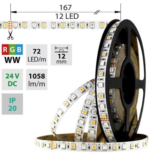 LED pásek McLED 24V RGBW WW teplá bílá 12mm IP20 17