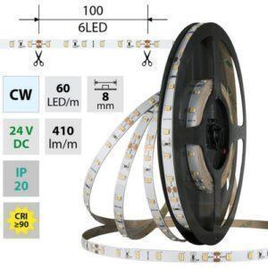 LED pásek McLED 24V studená bílá CRI90 š=8mm IP20 4