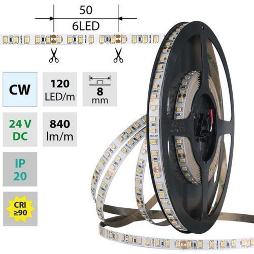 LED pásek McLED 24V studená bílá CRI90 š=8mm IP20 9