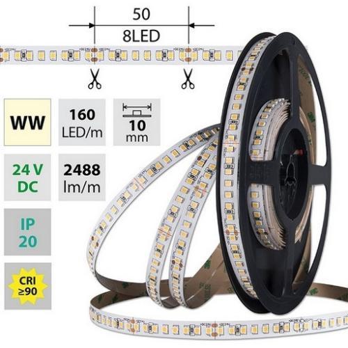 LED pásek McLED 24V teplá bílá CRI90 š=10mm IP20 19