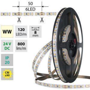 LED pásek McLED 24V teplá bílá CRI90 š=8mm IP20 9