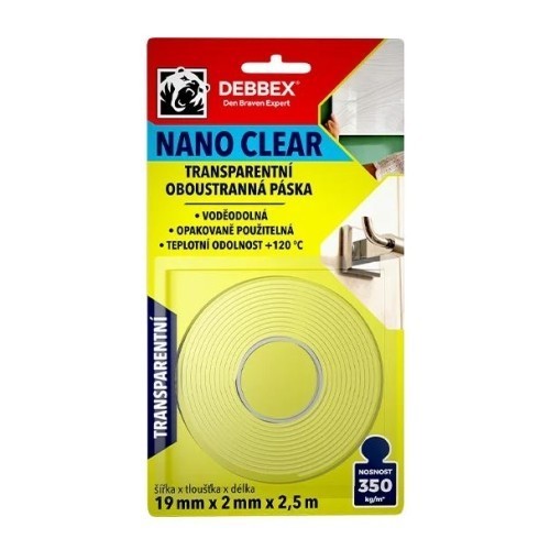 Oboustranná lepící nano páska Den Braven NANO Clear 19x2mm délka 2