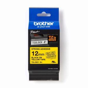 Páska do štítkovače Brother ProTape TZE-S631 vysoce přilnavá žlutá/černá 12mm 8m