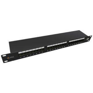 Patch panel Solarix SX24-5E-STP-BK-N 24x RJ45 CAT5E STP 1U s vyvazovací lištou