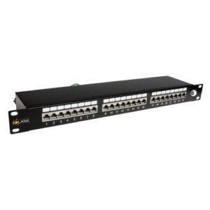 Patch panel Solarix SX24-6-STP-BK 24x RJ45 CAT6 STP 1U osazený černý