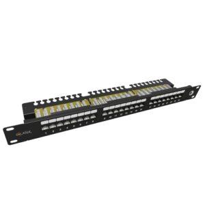 Patch panel Solarix SX24L-6-UTP-BK-N 24x RJ45 CAT6 UTP 1U s vyvazovací lištou