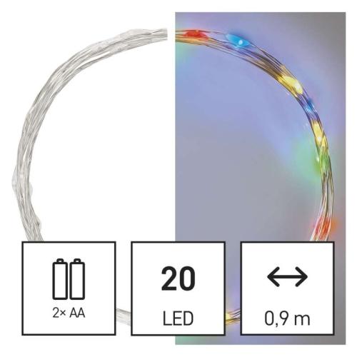 Vánoční osvětlení EMOS D3AM04 ZY1951 20LED nano řetěz stříbrný 1